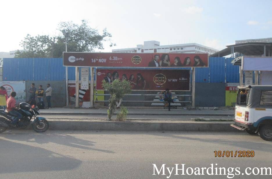 Bus Stop Ads at Bus Queue Shelter Central Metro Bus Stop 1 in Chennai, Best Hoardings advertising company in Chennai